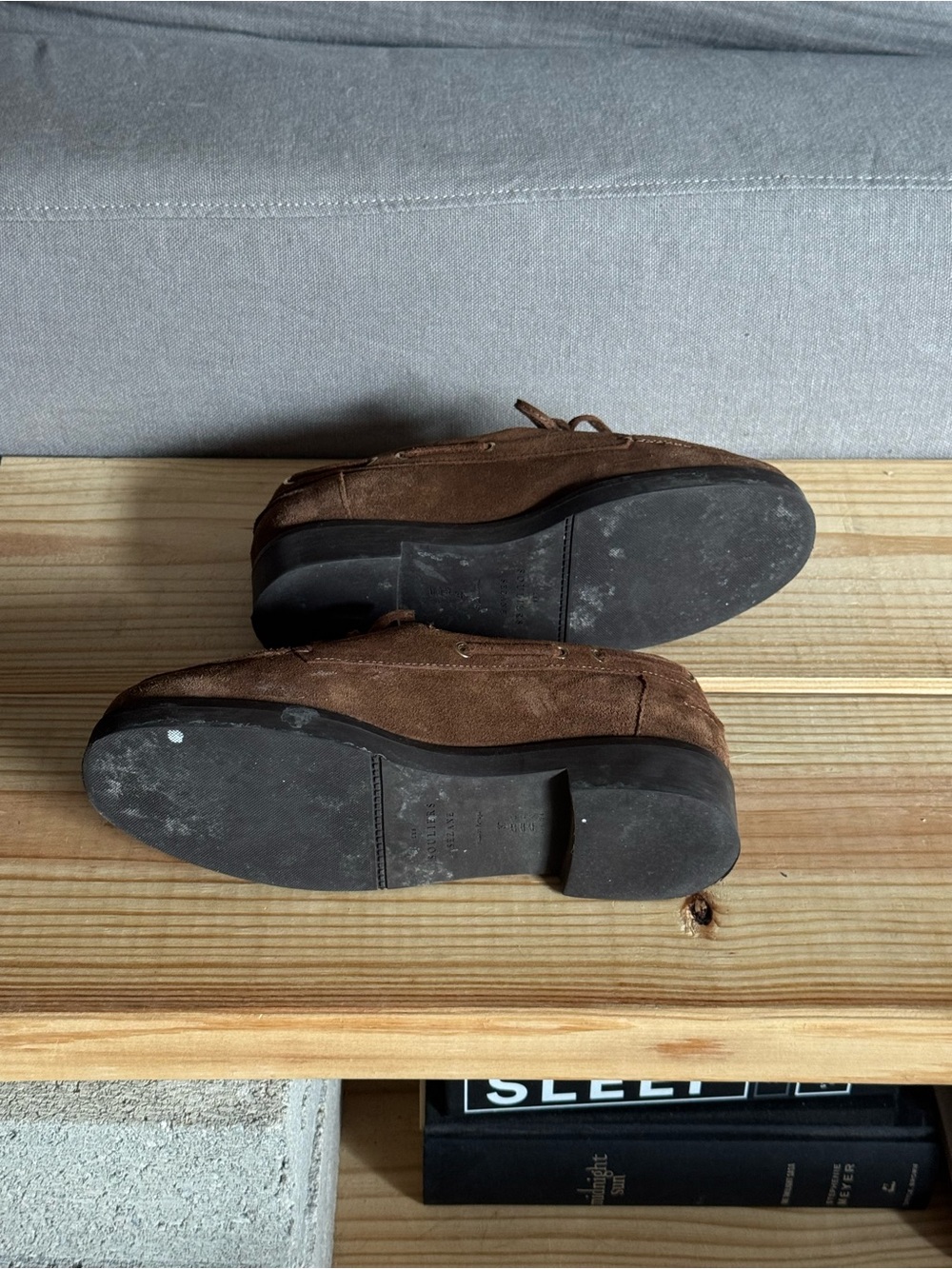 Sezane Brown Suede Lace-Up Flats - Picture 2 of 5